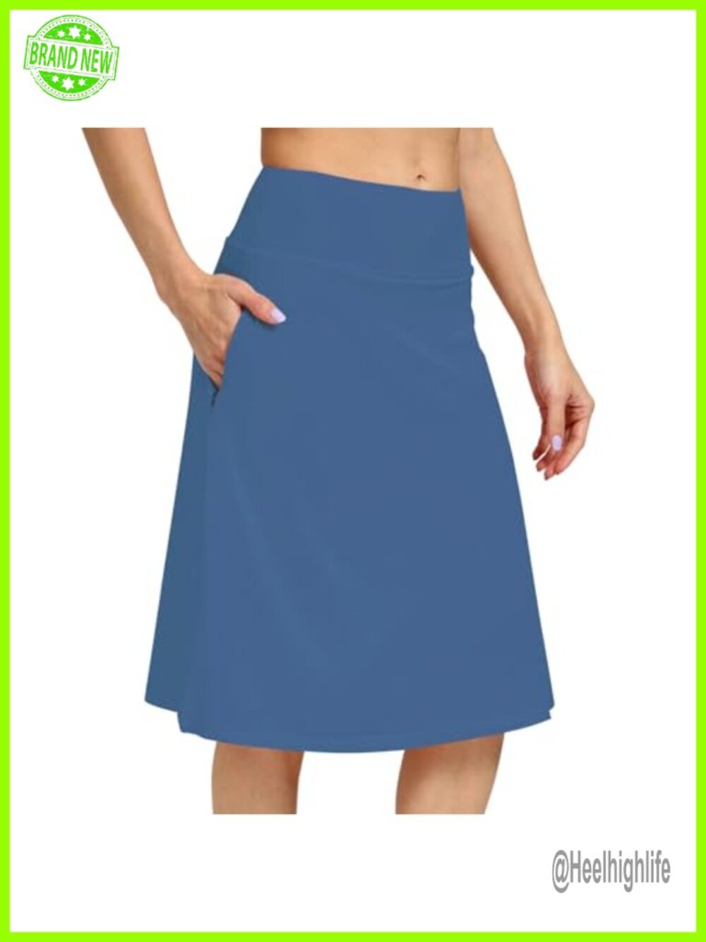 Women's Midi Skorts Skirt with Built-in Shorts Pockets Drawstring